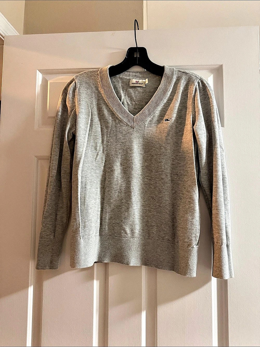 vineyard vines Cotton V-Neck Sweater Gray Size XS